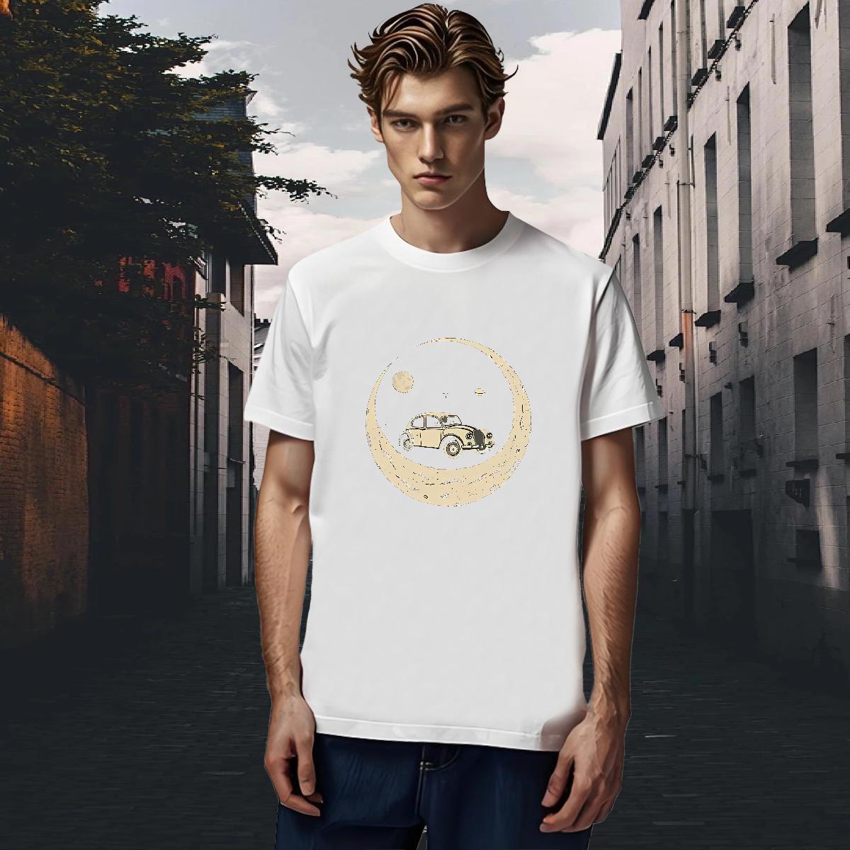 Comfortable Men Tops Tees 230g 100% Cotton Daily Outfit car Custom Cartoon Breathable Crew Neck Customized T-Shirts Wear