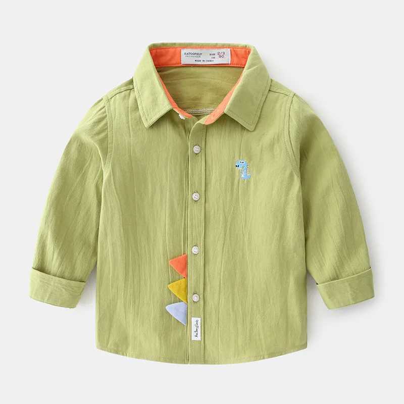 Baby boy shirt long sleeved cartoon school shirt childrens white shirt childrens top autumnW240729