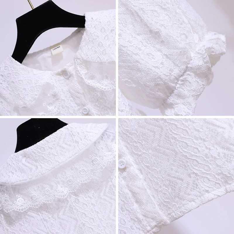 Girls white lace baby shirt top for spring and autumn childrens full sleeved white English style shirt clothing 2-8YW240729