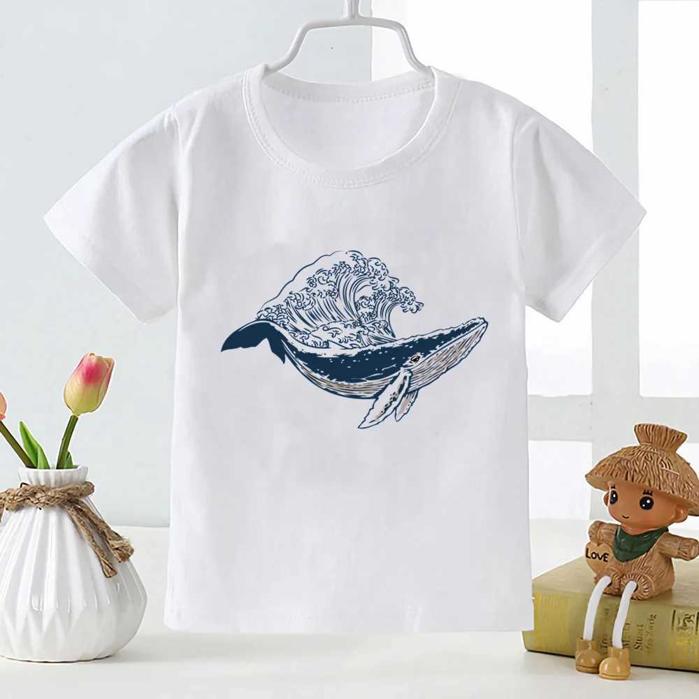 T-shirts Print Cartoon Baby Clothes Whale Pattern T-shirt Boys Girls White T Shirt Toddler Summer Fashion Tops Kids TshirtYKP150L24729