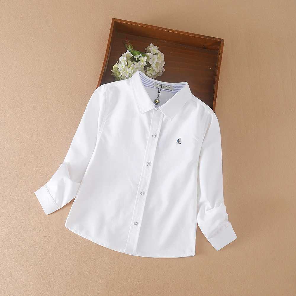 Boys clothing school uniform shirt spring and autumn long sleeved lapel childrens shirtW240729