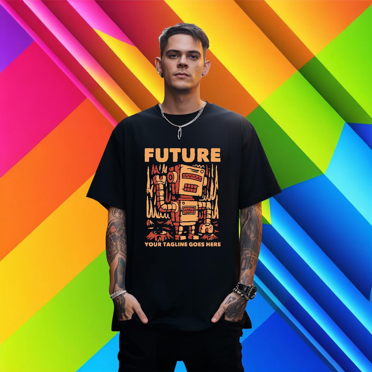 Popular Couples T Shirts 230g 100% Cotton Sport robot DIY Printed O-Neck Short Sleeve Brand Mens T Shirts Tees Shirts