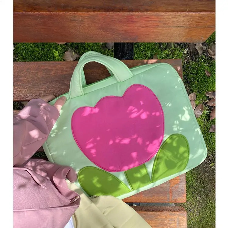 SwEEt TULip Color Matching Laptop Bag Protection Portable Handbag 240729