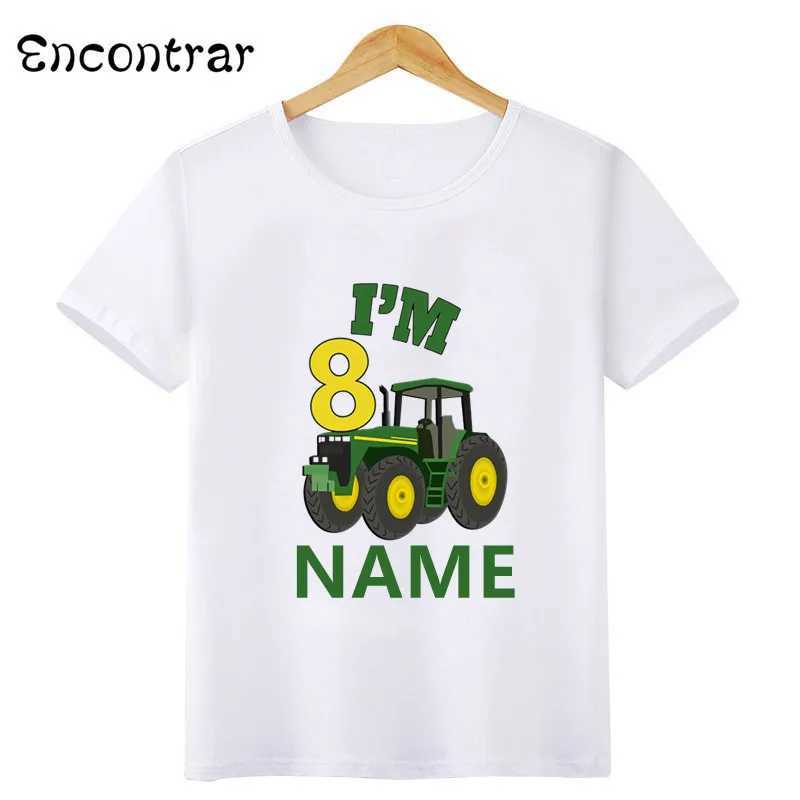 T-shirts Farm Tractor Car Cartoon Boys T shirt 1 2 3 4 5 6 7 8 9 Years Birthday Customize Name Kids T-shirts Baby Party ClothesHKP2487L24729