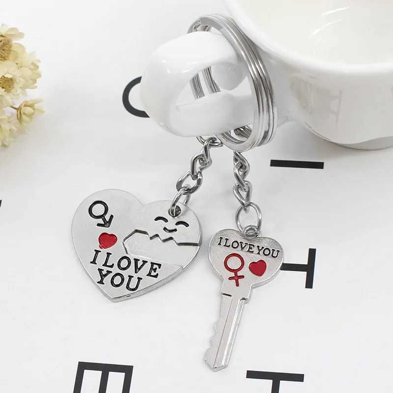 Hot Sale Zinc Alloy Silver Plated Lovers Gift Wedding Favors Couple My Heart Keychain Fashion Keyring Key Fob Creative Key ChainL240729