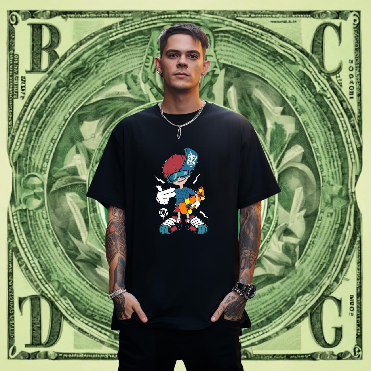 Brand Men Clothes T-Shirt 230g Pure Cotton Casual Daily Wear skateboarding Black White Breathable Short Sleeve 2024 Designer T Shirt For Man Tees Shir