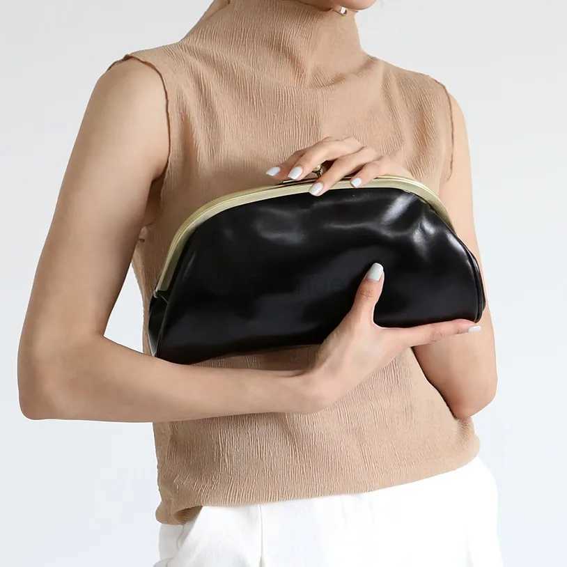 Vintage Kiss Lock Women Clutches Luxury Party ladies Dinner bag PU leather chian Shoulder bag for female Crossbody bag clutchXJ240729