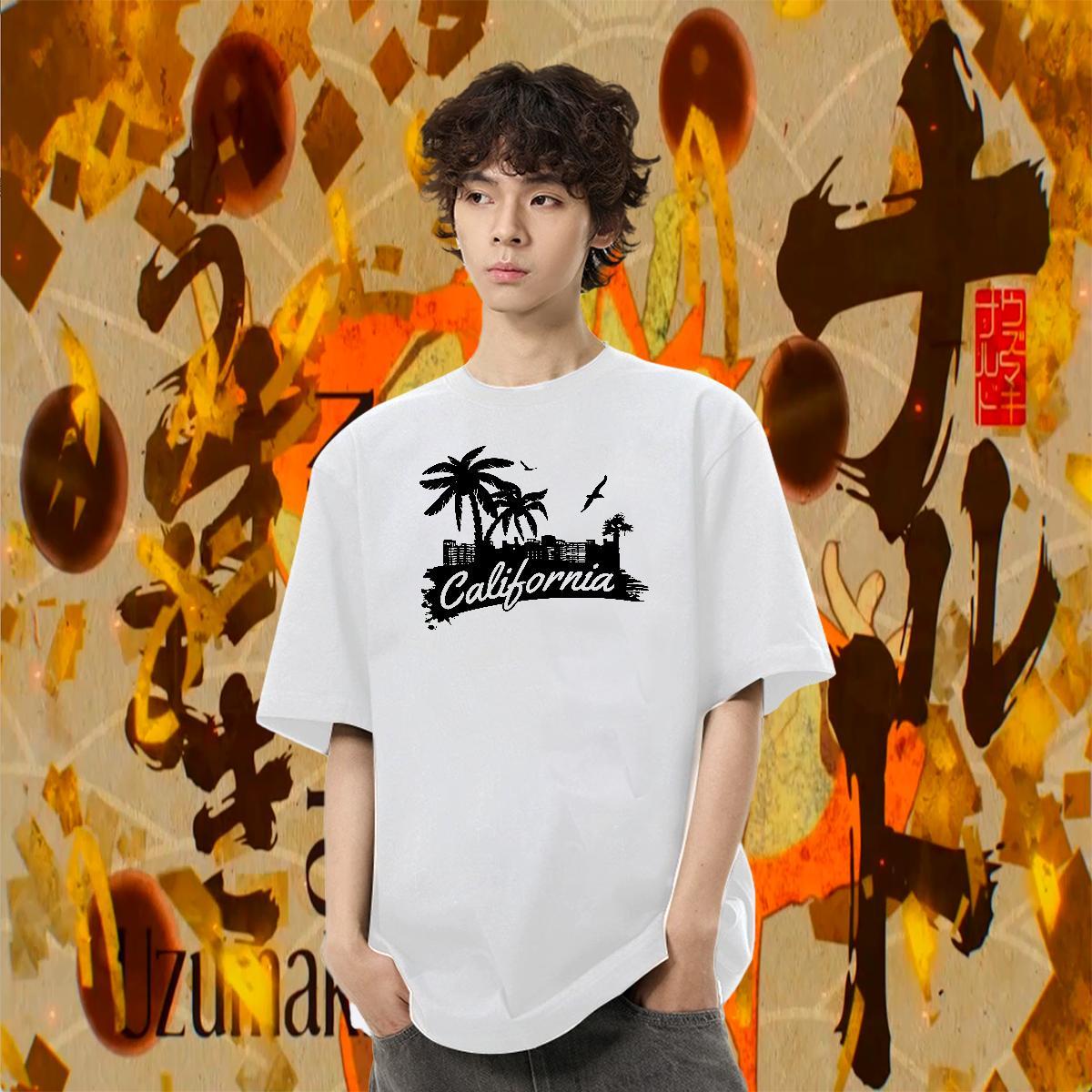 Wholesale Men Tops Tees 230g 100% Cotton Sport tree Asian Size Crew Neck New Arrival Men T Shirts Top Tees