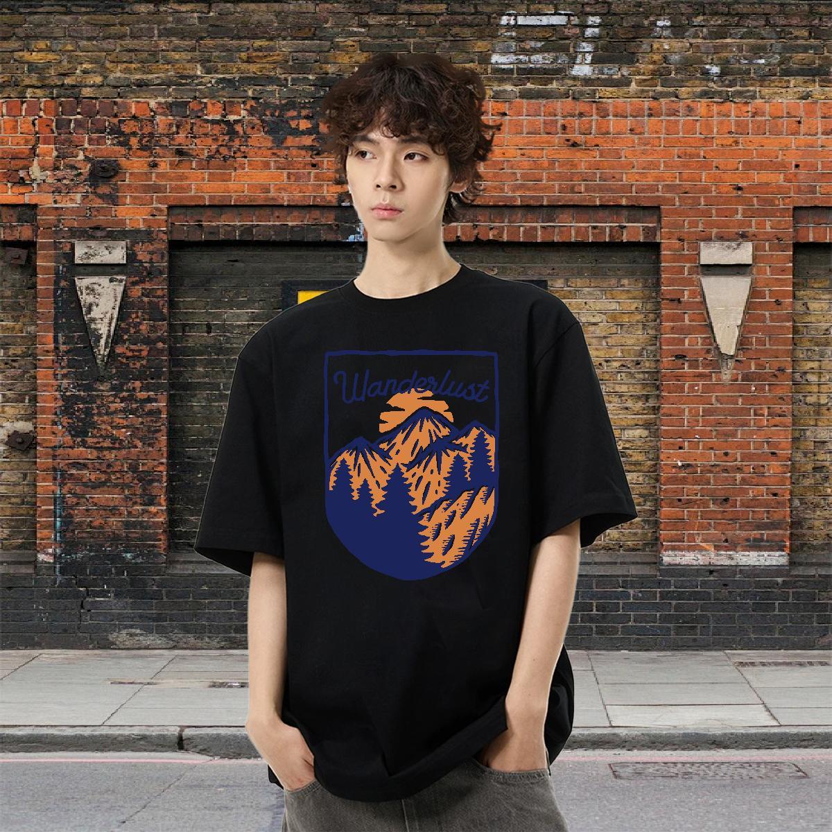 Soft Mens Tshirts 100% Cotton 230g Street wear Hip Hop mountains Plus Size Cartoon Pure Cotton 2024 New Man T Shirts Tees Shirts
