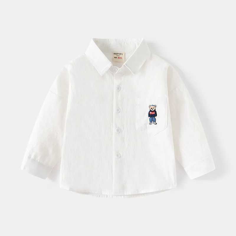 Cute bear boy shirt childrens top cotton childrens clothing long sleevesW240729