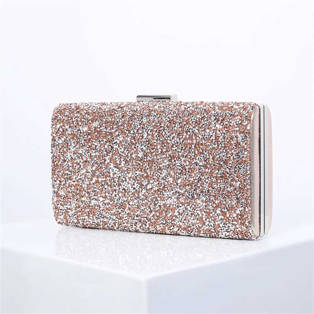 Women Diamond Wedding Clutch Purse and Handbag Elegant Evening Clutch Bag for Party Diamond Sequin Gold Silver Shoulder Bag 2024XJ240729