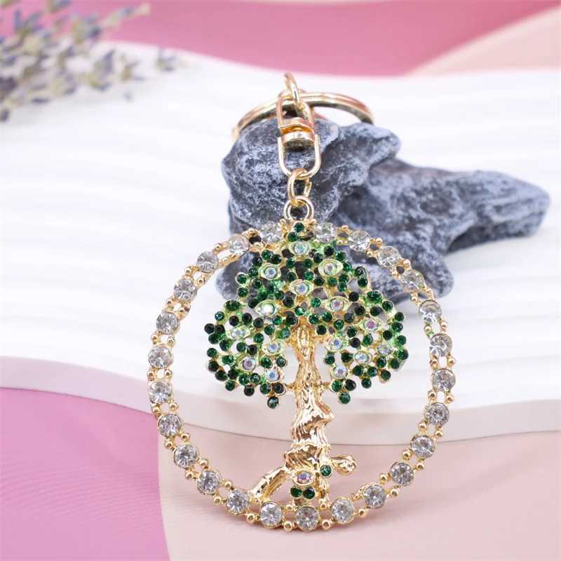 Life Tree Element Keychain Colorful Crystal Pendant Rhinestone Tree Pendant Keyring Gifts for Family And Friends UnisexL240729