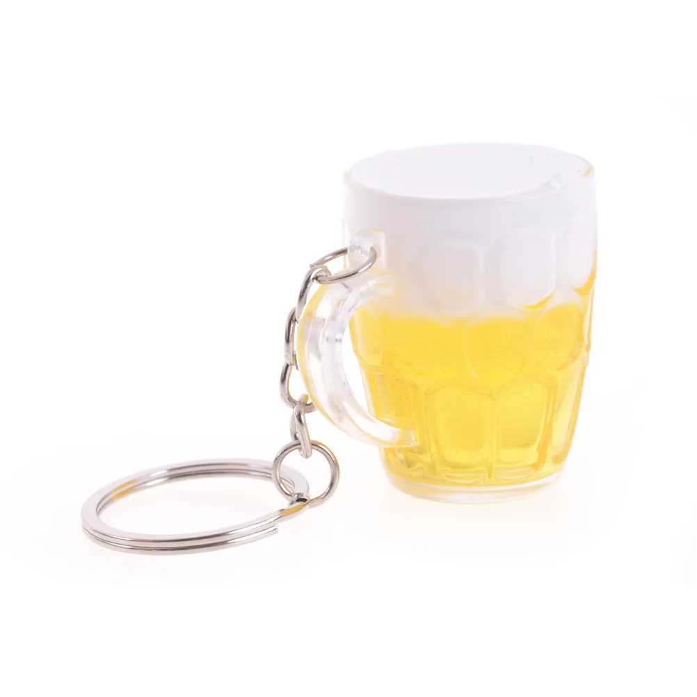 New Acrylic Beer Mug Keychain Simulation Mini Drink Glass Keyring Men Women Couple Key Holder Bag Pendant Jewelry Accessory GiftL240729