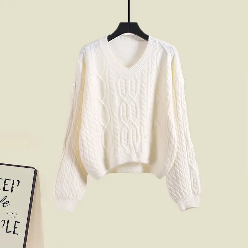 Winter Set Large Womens Wear Korean Style Age Reducing Knitted Sweater with Hanging Dress Two Piece 240729