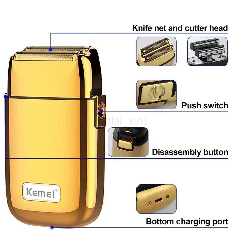 Kemei KM-TX1 Factory direct full metal electric shaver reciprocating double head USB charging mens shaverY240729