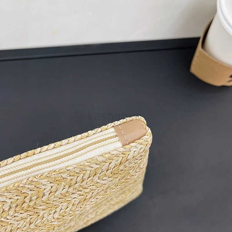 Women Clutch Bag Handmade Backpack Fashion Ladies Wristlet Girl Phone Solid Straw Woven Coin Purse Beach Wallet Fresh SweetXJ240729