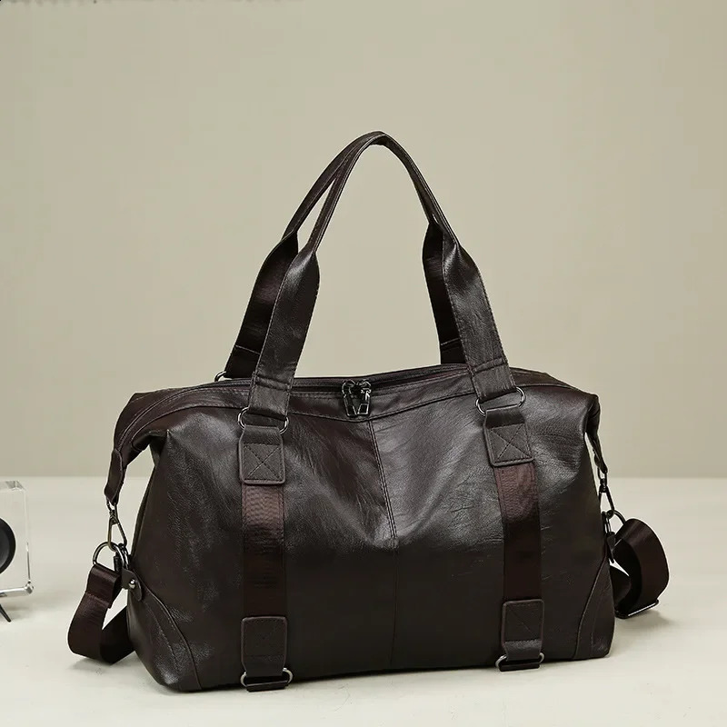 2024 Large Capacity Casual Handheld Storage Bag Single Shoulder Crossbody Travel Tote PU Soft Leather Texture Sport Training Bag 240729