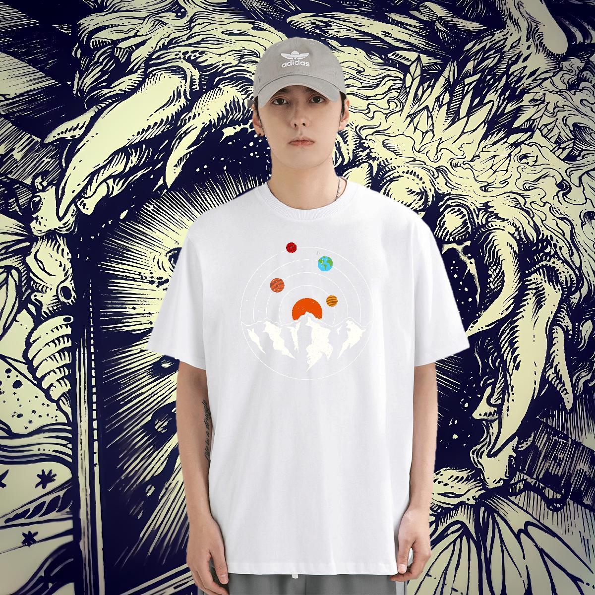 Cool Design Men Tshirts 230g 100% Cotton Sports Casual ET Oversized 4XL Round Neck Short Sleeve New Mens T Shirts Tops