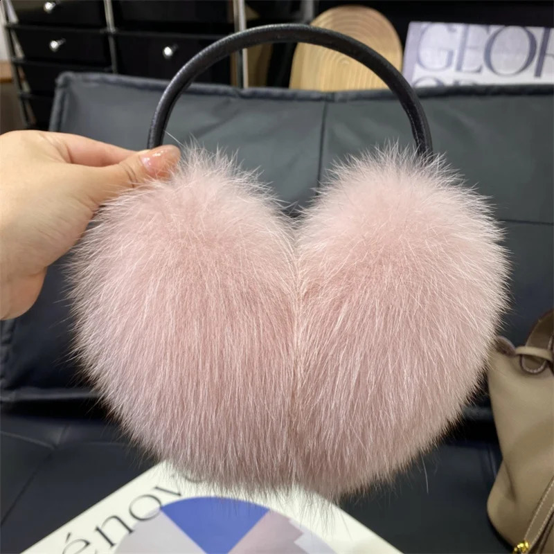 Solid Plush Ear Warmer Winter Warm Earmuffs Fox Fur Earflap Fashion Ear Cover Outdoor Cold Protection Ear-Muffs Folding Earflap 240723