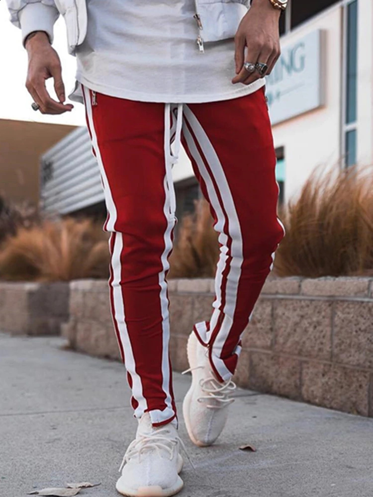 High Street European American Fashion Spring Autumn Sweatpants Stitching Zipper Pocket Pants MidWaist Slacks 240719