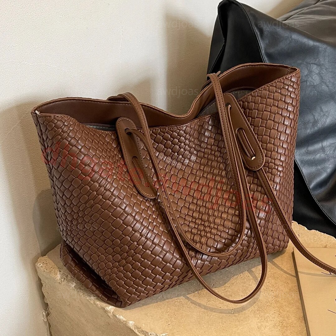 Large Commuter Quilted Designer Beach Bag School Work Laptop Real Leather Travel Handbag Crossbody Casual Tote 45*28*18Cm