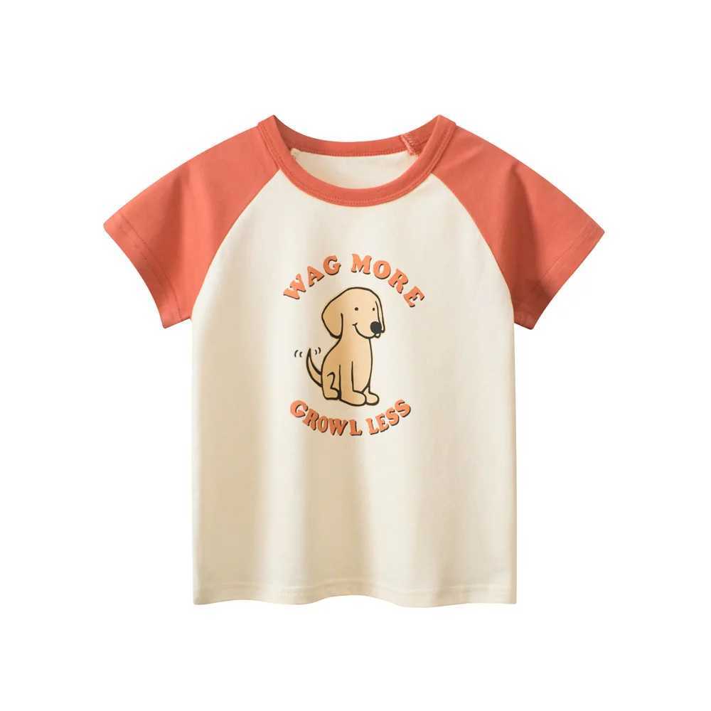 T-shirts 1-9T Toddler Kid Tshirt Baby Boy Girl Clothes Infant Cotton T Shirt Short Sleeve Basic Tee Top Dog Print OutfitL24729