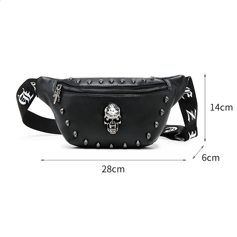 Men Punk Waist Bag Belt Bag Fashion Skull Pattern Fanny Pack Hip Packs Multifunction Outdoor Male Waist Pack Crossbody Bags 240729