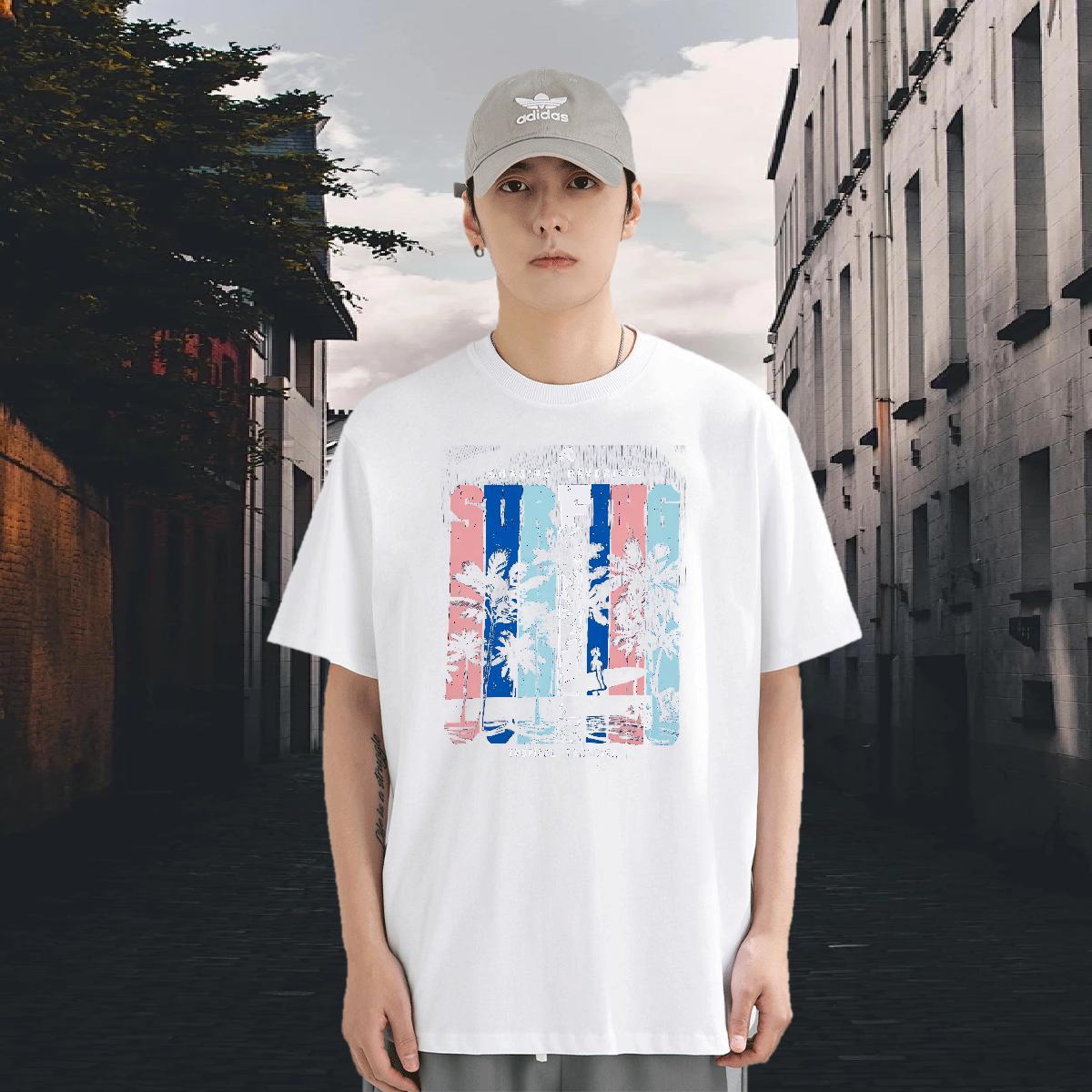 Designer Tshirt for Man Woman 230g 100% Cotton Beach tree Custom Printing Crew Neck Breathable Classic T Shirt For Man Tops