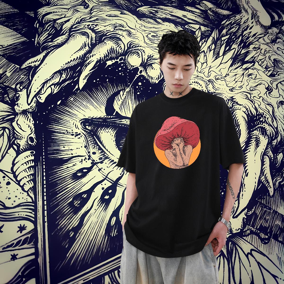 Designer Tshirt for Man Woman 230g 100% Cotton Summer Casual mushroom Graphic Crew Neck Breathable Fashion T Shirts Men Clothes