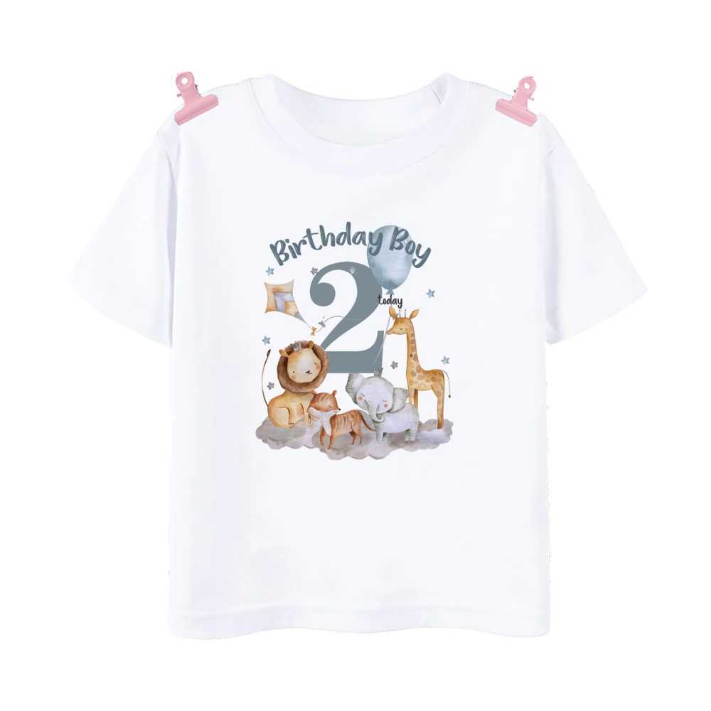 T-shirts Birthday Boy Shirt 1-12 Year T-Shirt Wild One Tee Boys Birthday Party T Shirt Safari Animal Print Theme Outfit Clothes Kids TopsL24729