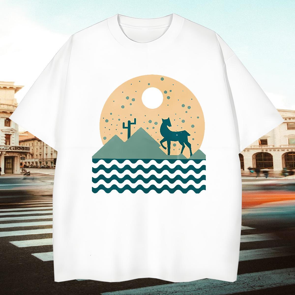 Soft Men Tees 230g Cotton Street wear Hip Hop Deer Oversized 3XL 4XL O-Neck Short Sleeve DIY T Shirt For Man Tee Shirt