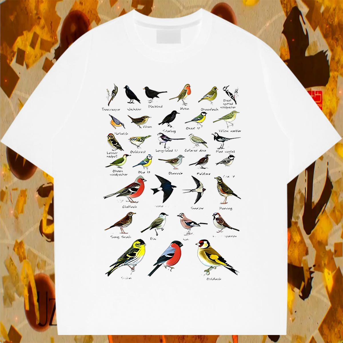 Cool Tshirts 230g Pure Cotton Street wear Hip Hop bird White Plus Size Short Sleeve Soft DIY Man T Shirts Clothings