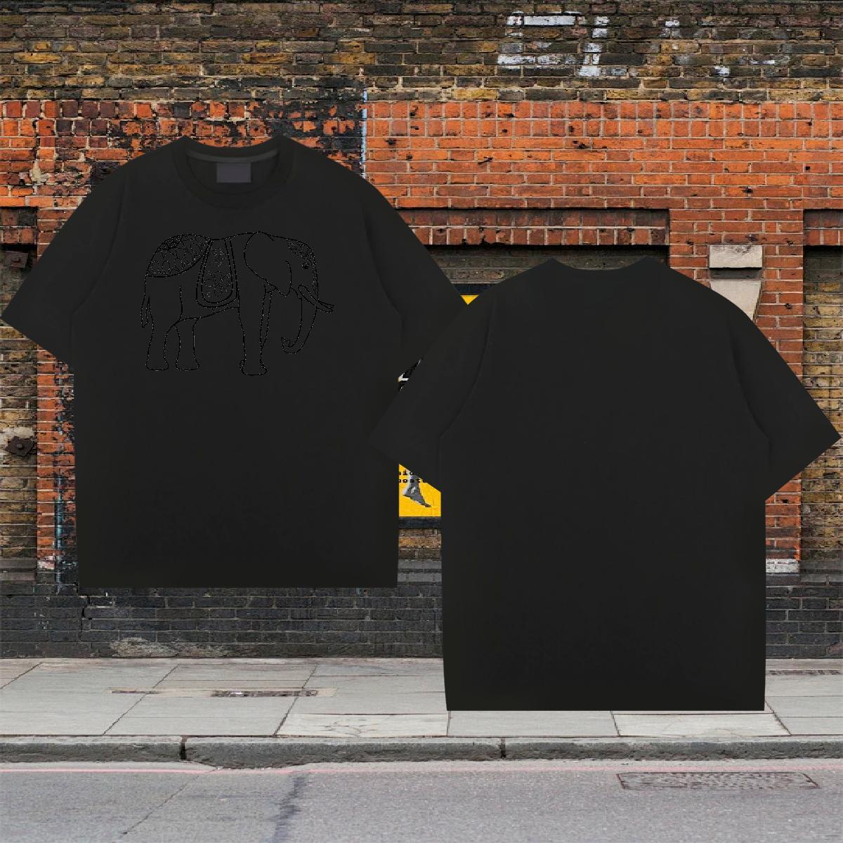 TOP Quality Couples T Shirts 230g Pure Cotton Daily Outfit elephant Skull Breathable Short Sleeve Casual New T Shirts Men Tops