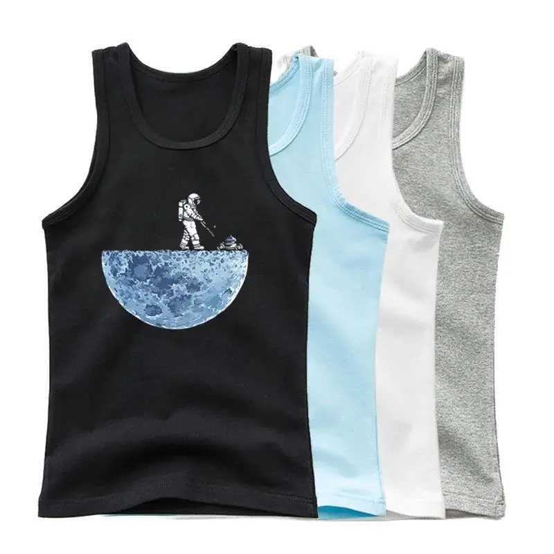 T-shirts Astronauts Cherish The Lunar Environment Funny Print Tank Top Boys Cotton Summer Sleeveless T-shirt Hip Hop SingletsL24729