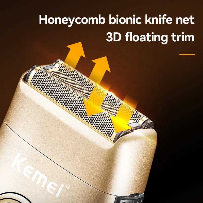 Kemei 3209 Washable Beard Electric Shaver For Men Rechargeable Stubble Electric Razor Head Shaving Machine Balds 3-Blades SystemY240730