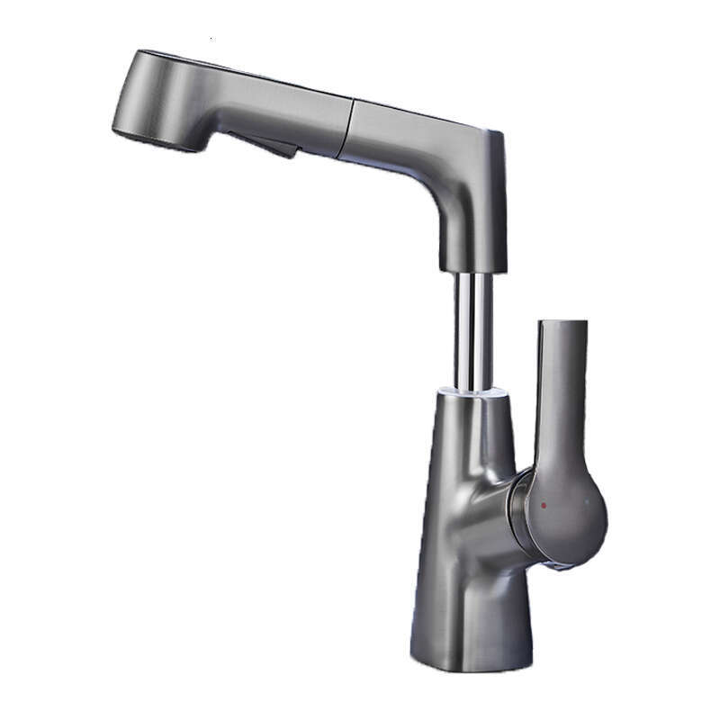 Lift 360° Rotatable Bathroom Basin Stainless Steel Kitchen Sink Faucet with Pull Out Sprayer