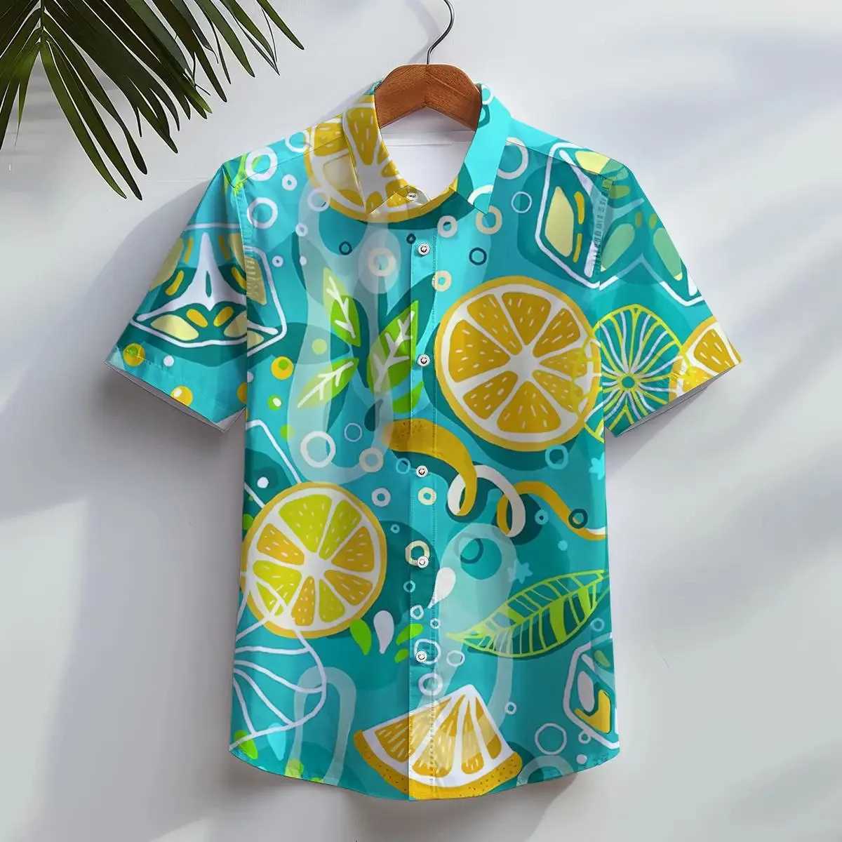 childrens beach casual short sleeved button down shirt tropical leaf flower 3D printed summer vacation clothingW240729