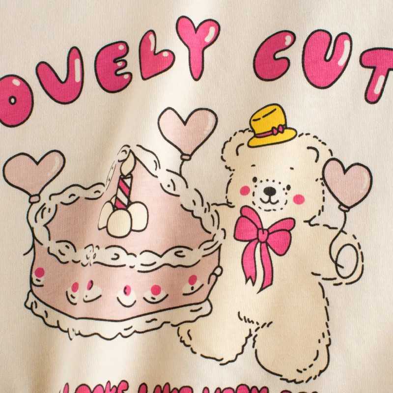 T-shirts 2-8T Summer Cotton Girls T shirt Bear Cartoon Print Tee Toddler Kid Baby Girls Clothes Short Sleeve Cute Childrens tshirt OutfitL24729