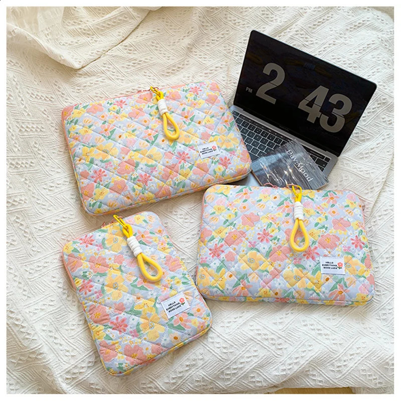 Ins Cute Flower Laptop Sleeve Computer Carrying Case Bag 11 13 14 15.3 15.6 Inch Portable Table Cover Bags for Mac Book HP ASUS 240729