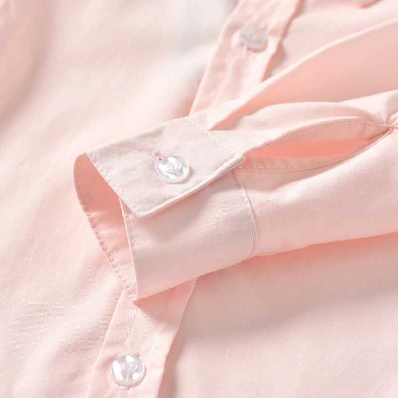 100% pure cotton boys pink long sleeved shirt 2024 spring/summer new item childrens casual lapel button long sleeved shirtW240729