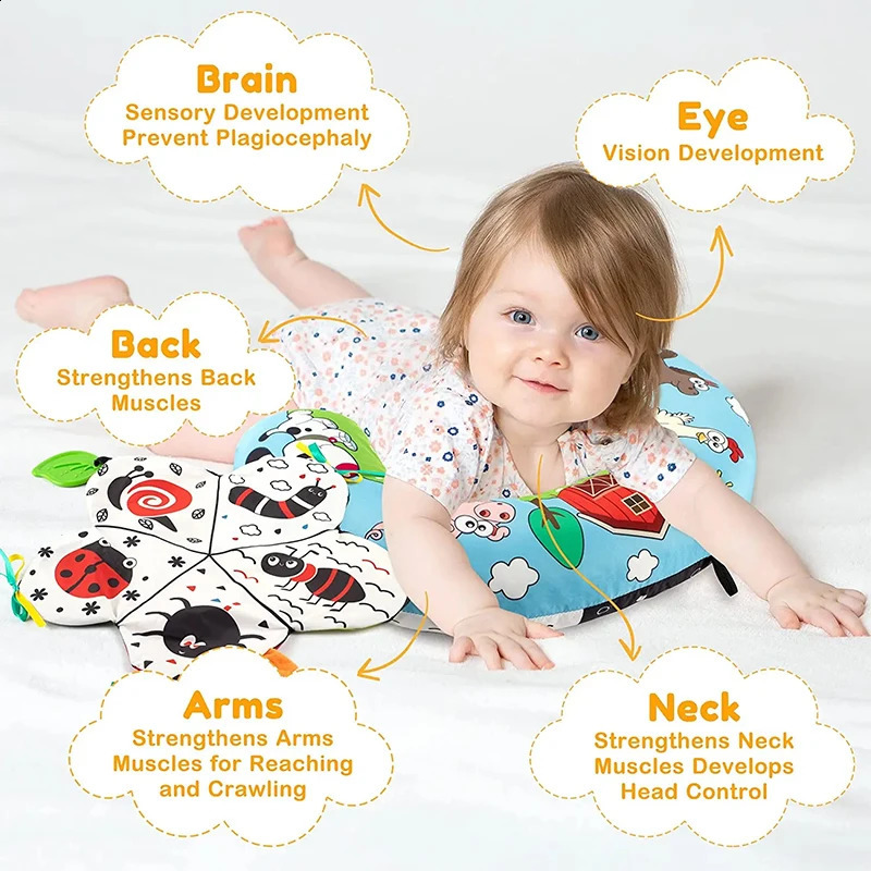 Baby Pillow Tummy Time Toy Black White High Contrast Sensory Toys Babies Montessori Infants 012 Months born Training 240723
