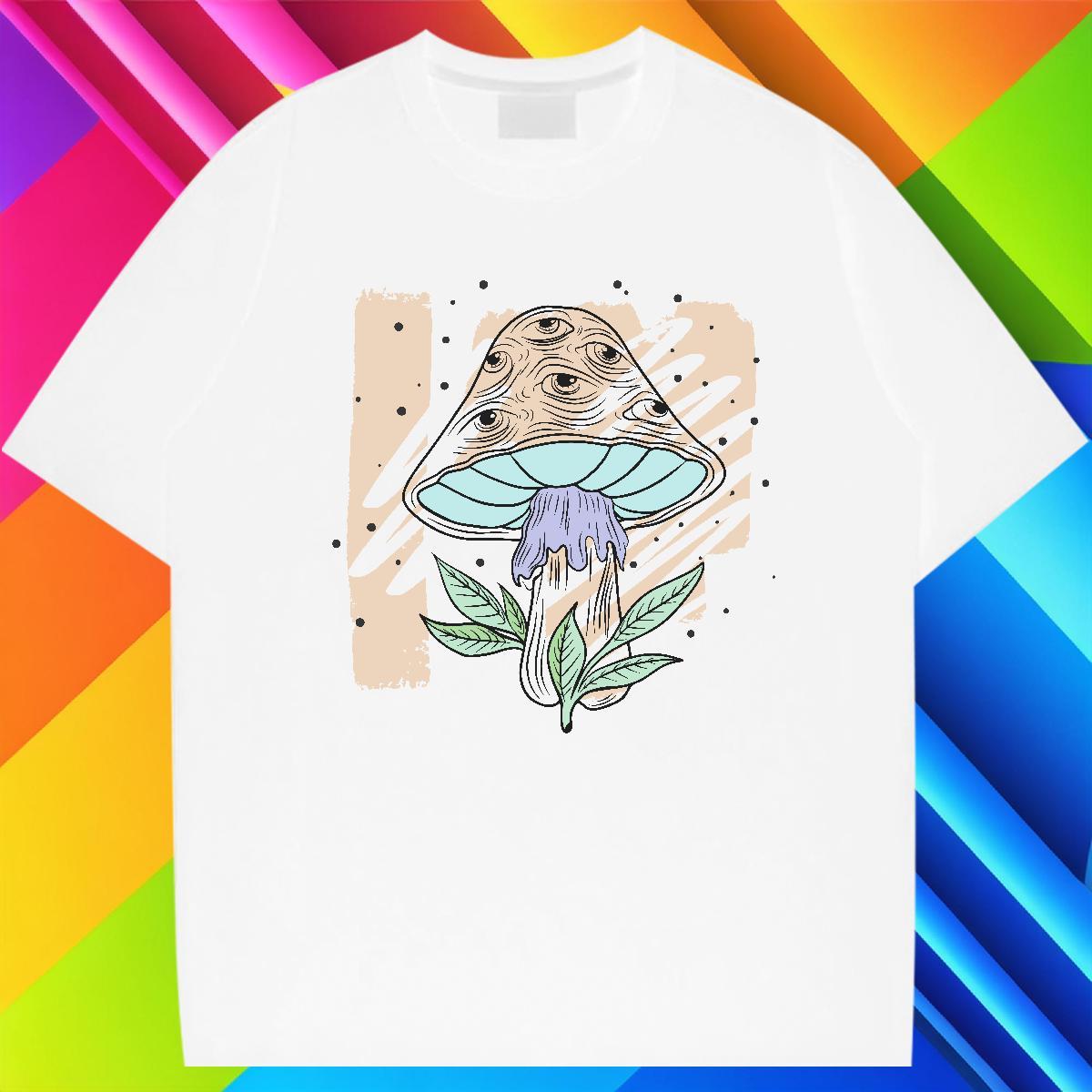 Soft Men Tshirts 230g Cotton Casual mushroom Custom Printing Breathable Crew Neck Designer Man T Shirts Clothings