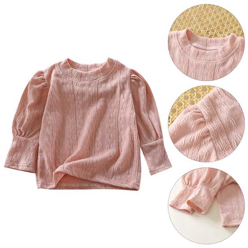 T-shirts Autumn Girl Children Solid Long Sleeves Bottoming Shirt Kid Loose T-shirt Retro Baby Girls Blouses Tops Toddler Casual TeesL24729