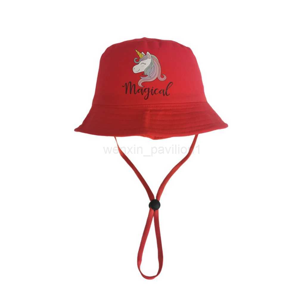 girls bucket hat unicorn hats cap accessories girls summer sun fishing hat cap for kids Windproof rope mommy and me bonnetsXJ240729