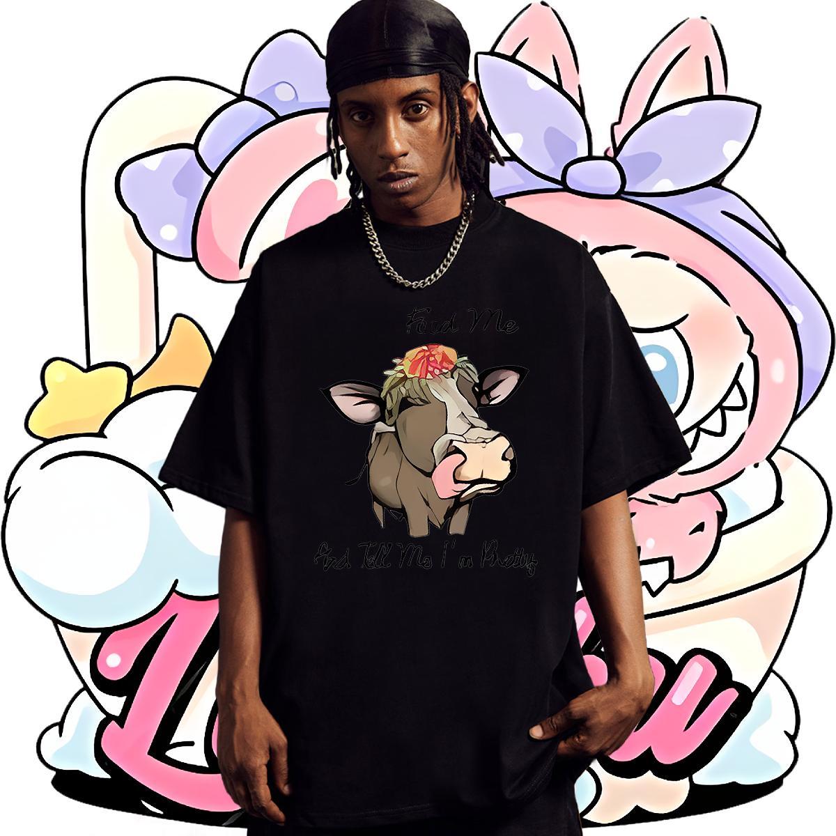 Free Shipping Men Tshirts 230g Pure Cotton Anime Printing Street cow Oversized 4XL Breathable Short Sleeve Custom Man T Shirts Tops Shirt