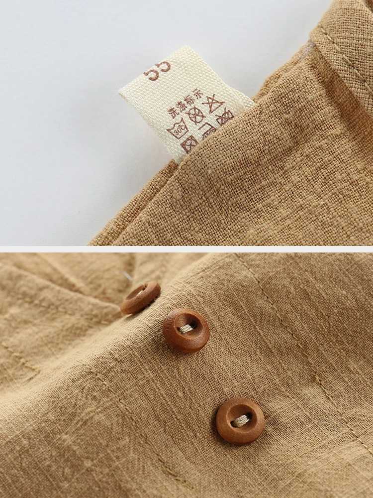 T-shirts LJMOFA Vintage Linen Cotton Boys T-shirt For Toddler Kids Baby Girl Summer Casual Clothes Child Candy Solid Color Soft Tops D127L24729