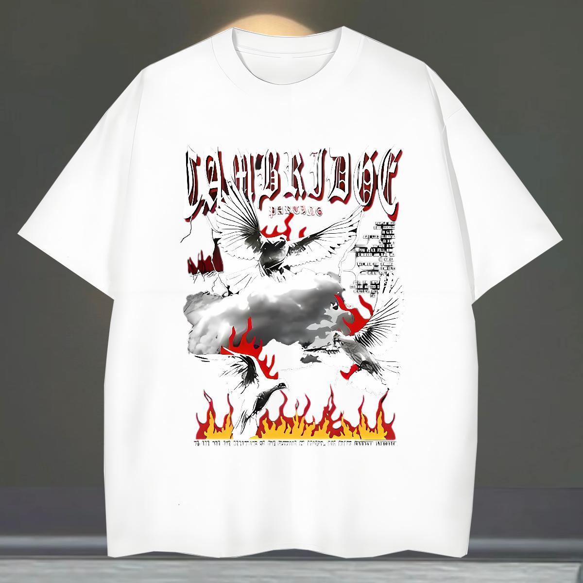 Brand Mens Tshirts 230g 100% Cotton Casual Daily Wear eagle Skull Round Neck Short Sleeve New Designer T Shirt For Man Tops Tees