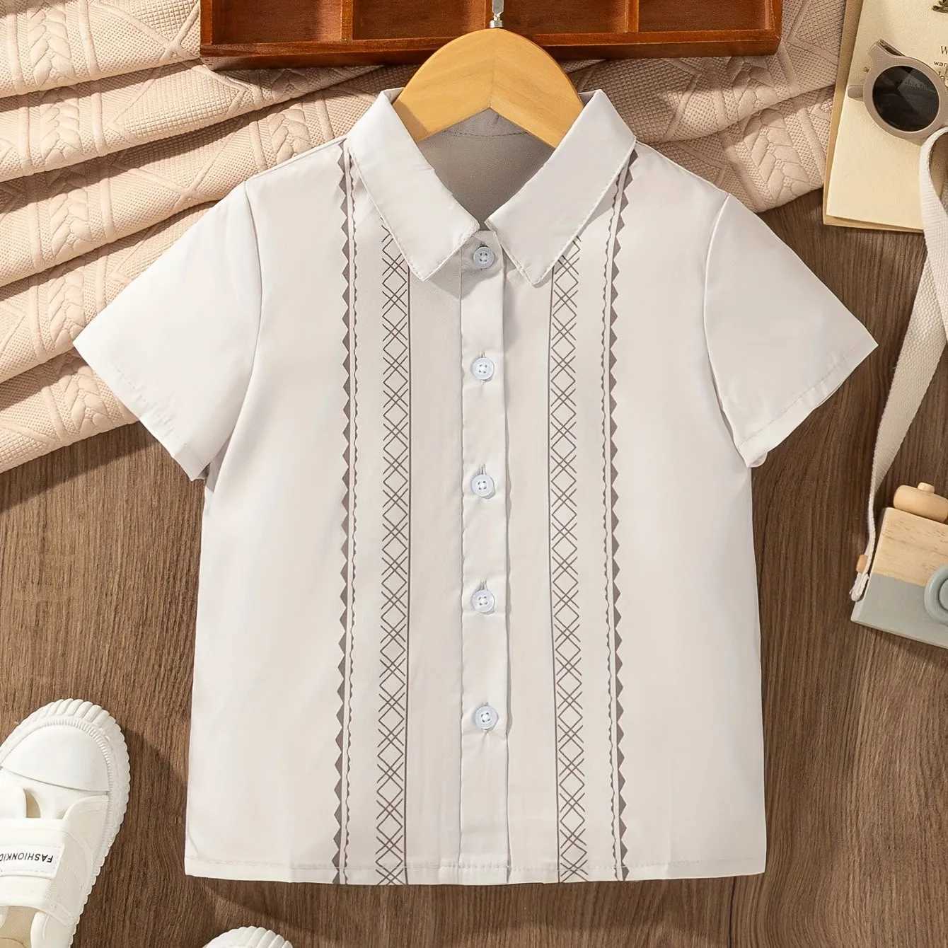 Boys Creative cartoon Pattern Printed Shirt Casual Short Sleeve Collar Shirt Top Boys Summer Outdoor ClothingW240729