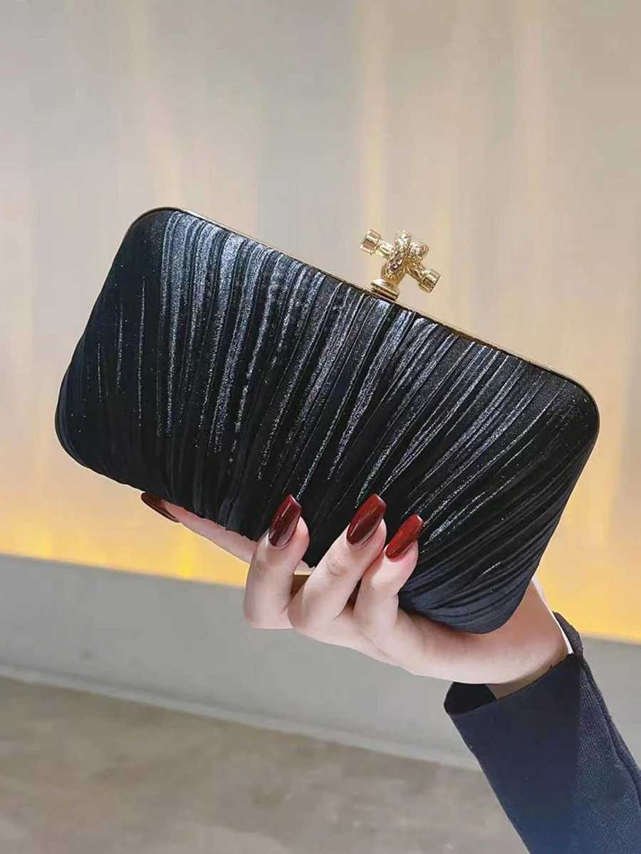 Pleated Evening Clutch Banquet Handbag For Women Crossbody Chain Bag Formal Bridal Wedding Clutch Prom Cocktail Party PurseXJ240729