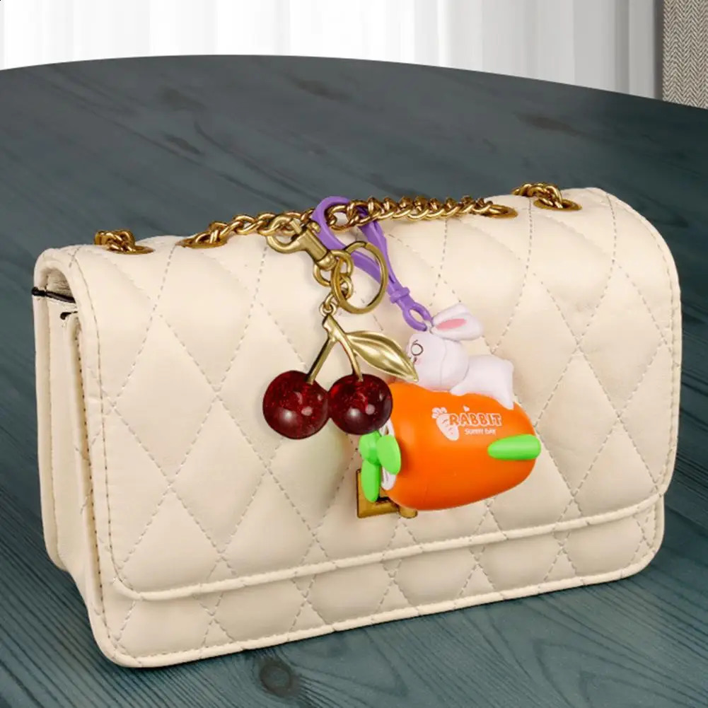 Cherry Charm Pendant Cherry Pendant Shoulder Bag Decoration Fruit Leaf Shape Keychain Exquisite Keyring Holder Glittery Resin 240729